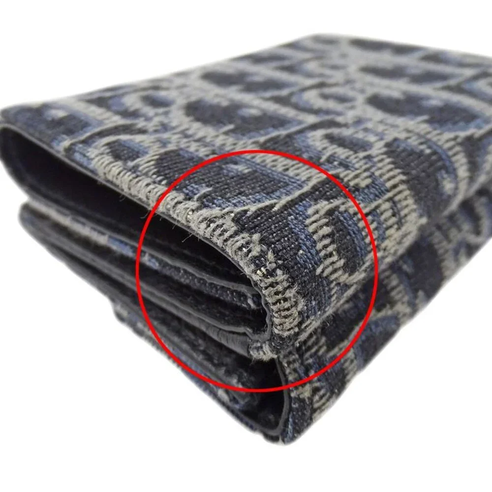 Dior Wallet Trifold Blue Jacquard Navy Mini
